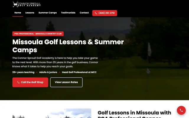 Screenshot of connorsproullgolfacademy.com