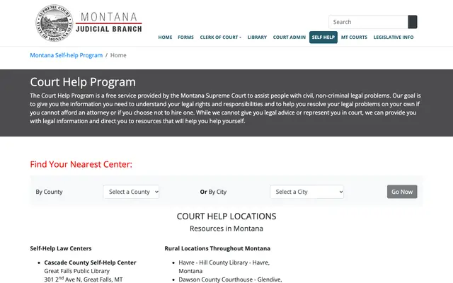 Screenshot of courts.mt.gov