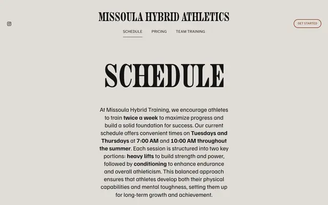 Screenshot of missoulahybridathletics.com