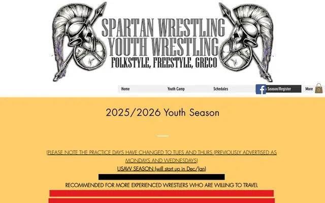 Screenshot of spartanyouthwrestling.com