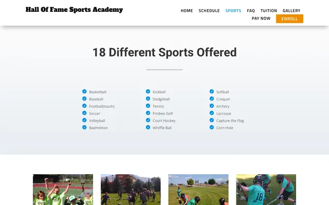 Screenshot of halloffamesportsacademy.com
