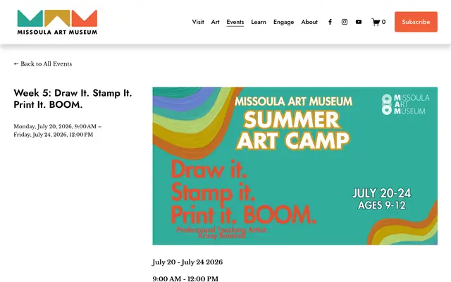 Screenshot of missoulaartmuseum.org