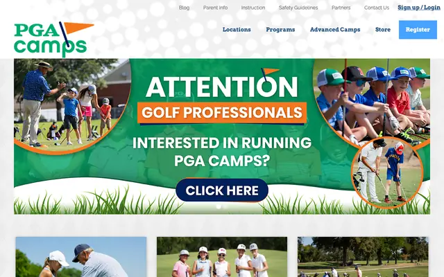 Screenshot of pgajuniorgolfcamps.com