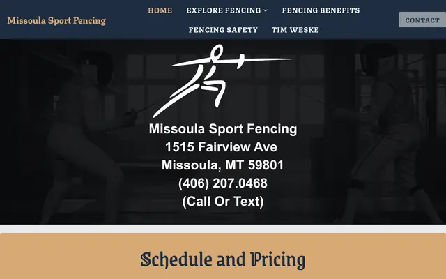 Screenshot of missoula-sport-fencing.com