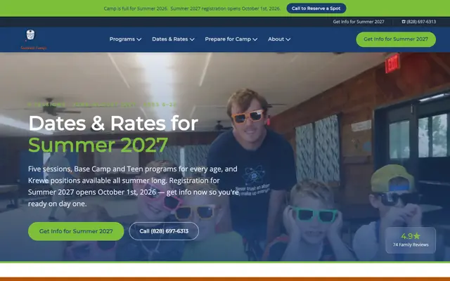 Screenshot of talismancamps.com
