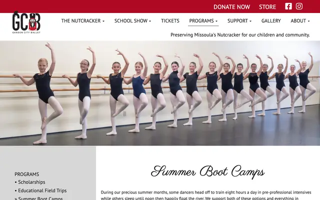 Screenshot of gardencityballet.org