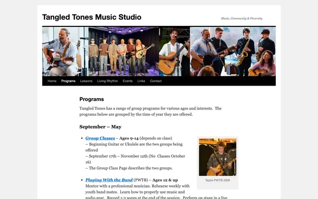 Screenshot of tangledtones.com