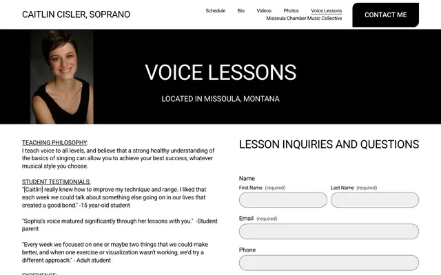 Screenshot of caitlincisler.com