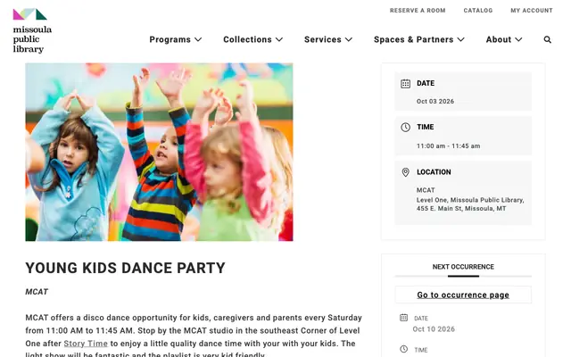 Screenshot of missoulapubliclibrary.org