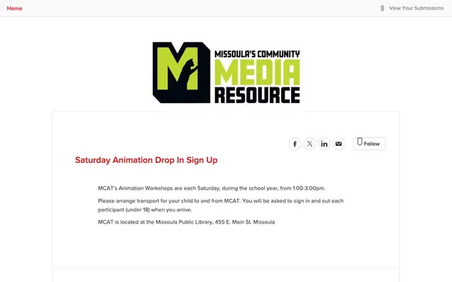 Screenshot of mcat.submittable.com