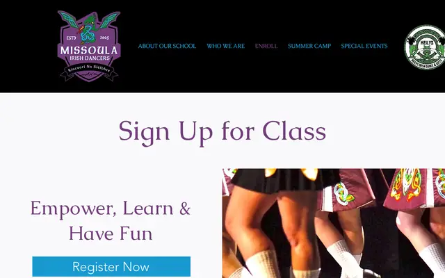 Screenshot of missoulairishdancers.com