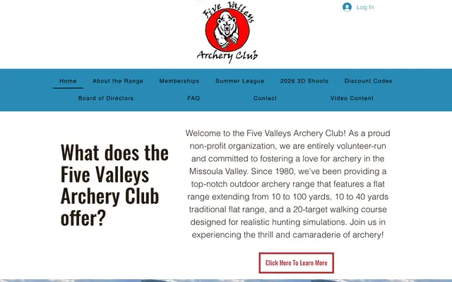 Screenshot of fivevalleysarcheryclub.com