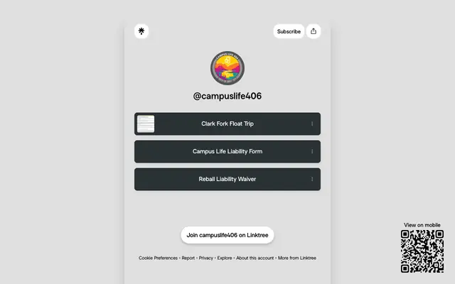 Screenshot of linktr.ee