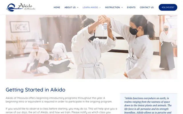 Screenshot of aikidomissoula.com