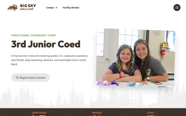 Screenshot of bigskybiblecamp.org