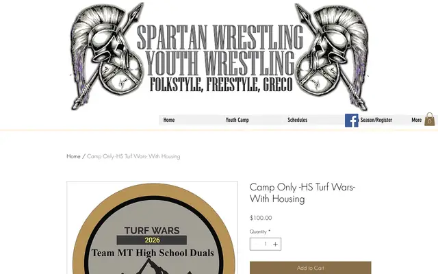 Screenshot of spartanyouthwrestling.com
