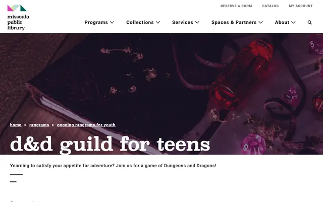 Screenshot of missoulapubliclibrary.org