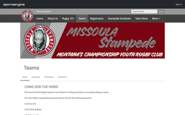 Screenshot of missoulayouthrugby.org