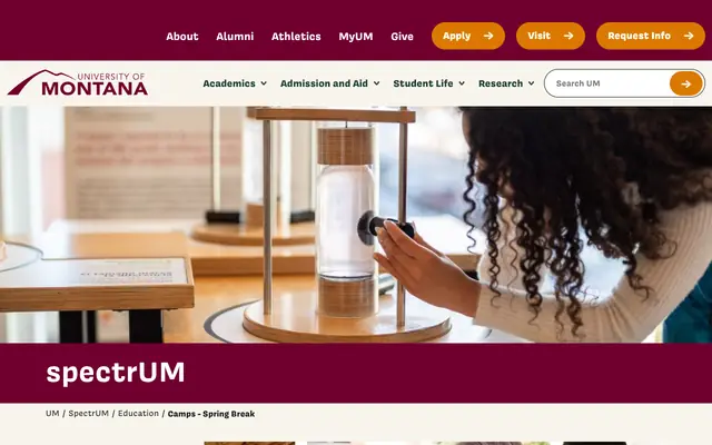 Screenshot of umt.edu