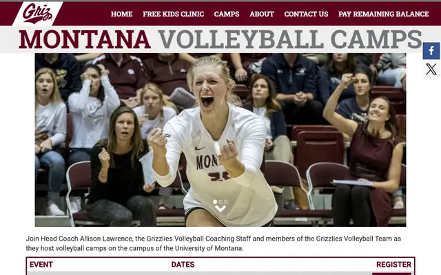 Screenshot of umvolleyballcamps.com