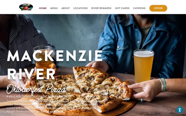 Screenshot of mackenzieriverpizza.com