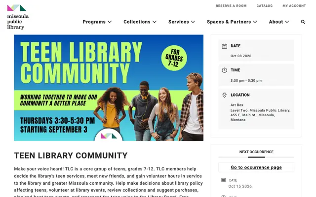 Screenshot of missoulapubliclibrary.org