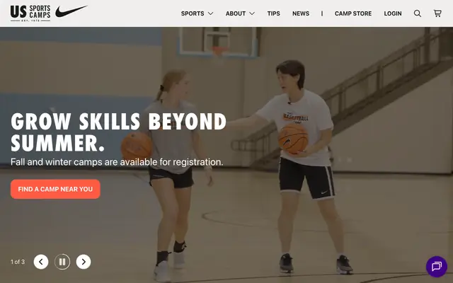 Screenshot of ussportscamps.com