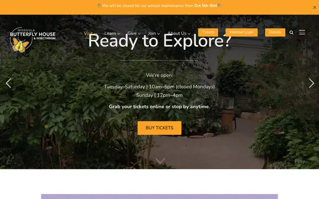 Screenshot of missoulabutterflyhouse.org