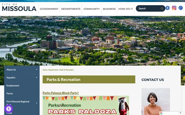 Screenshot of missoulaparks.org
