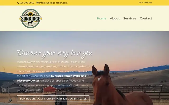 Screenshot of sunridge-ranch.com