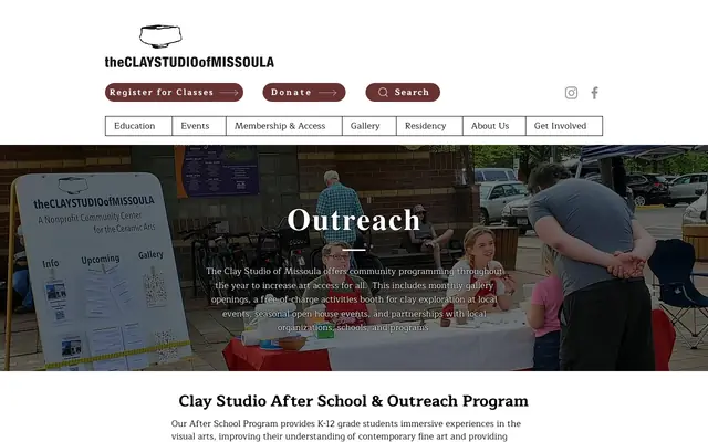 Screenshot of theclaystudioofmissoula.org