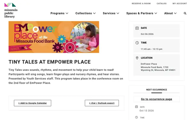 Screenshot of missoulapubliclibrary.org
