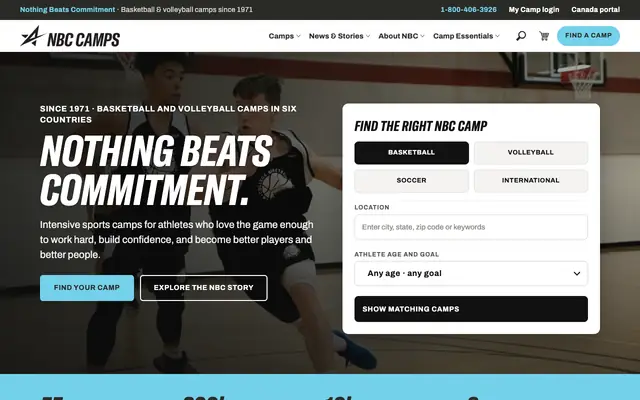 Screenshot of nbccamps.com