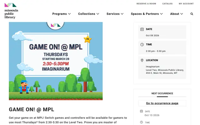 Screenshot of missoulapubliclibrary.org