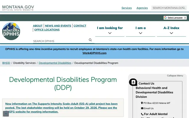 Screenshot of dphhs.mt.gov