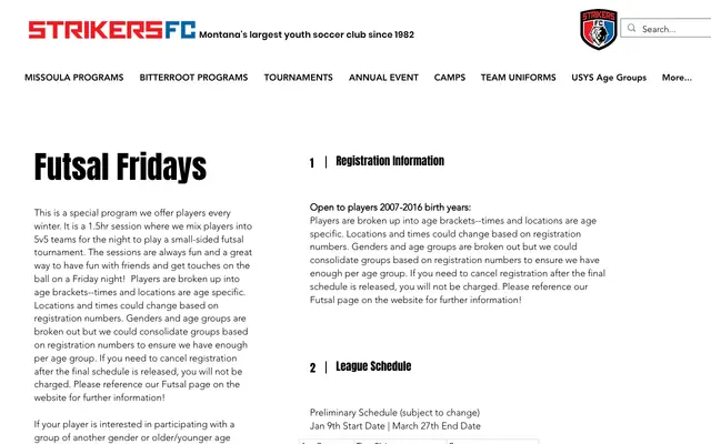 Screenshot of strikersfcmt.org