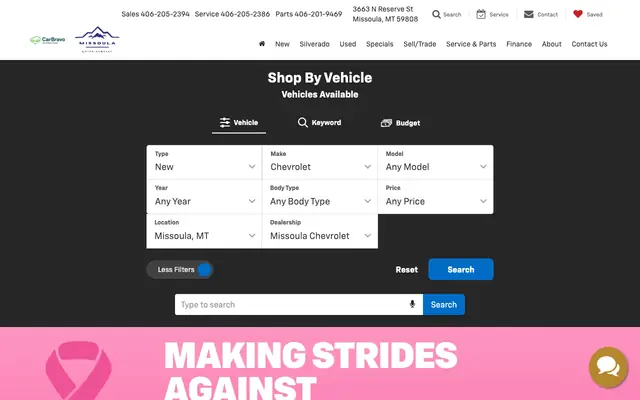 Screenshot of missoulachevrolet.com