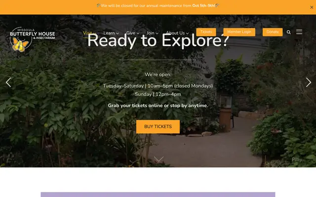 Screenshot of missoulabutterflyhouse.org