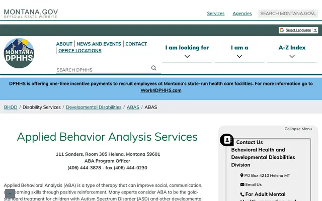 Screenshot of dphhs.mt.gov