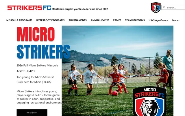 Screenshot of strikersfcmt.org