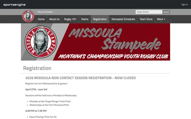 Screenshot of missoulayouthrugby.org