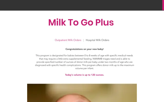 Screenshot of donatemilk.org