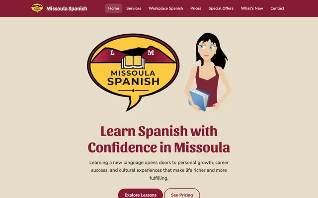 Screenshot of missoulaspanish.com