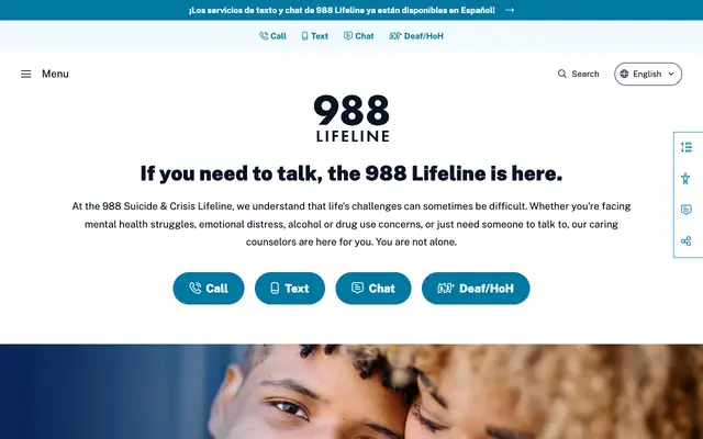 Screenshot of 988lifeline.org