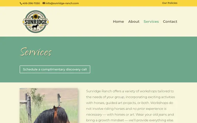 Screenshot of sunridge-ranch.com