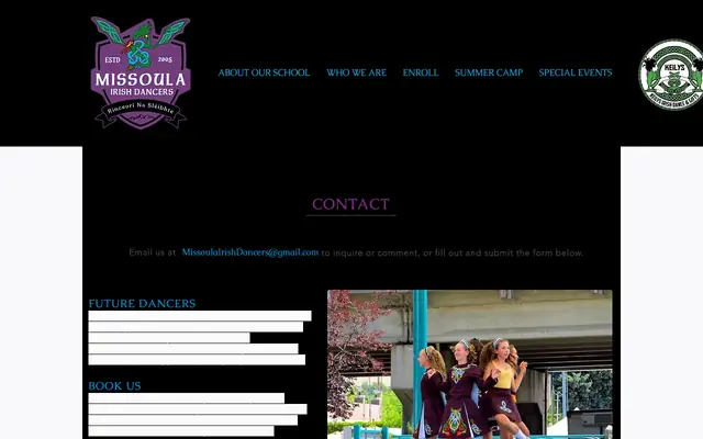 Screenshot of missoulairishdancers.com