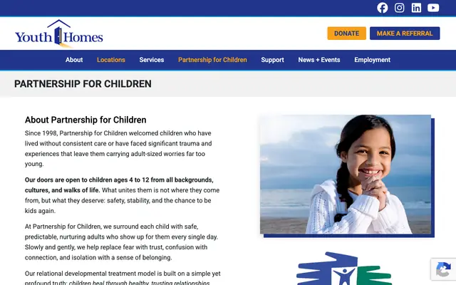 Screenshot of youthhomesmt.org