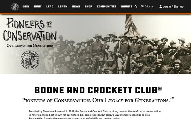 Screenshot of boone-crockett.org