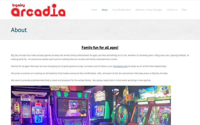 Screenshot of bigskyarcadia.com