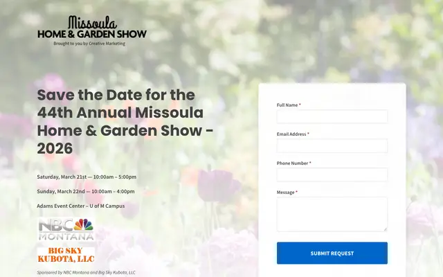 Screenshot of missoulahomeandgardenexpo.com